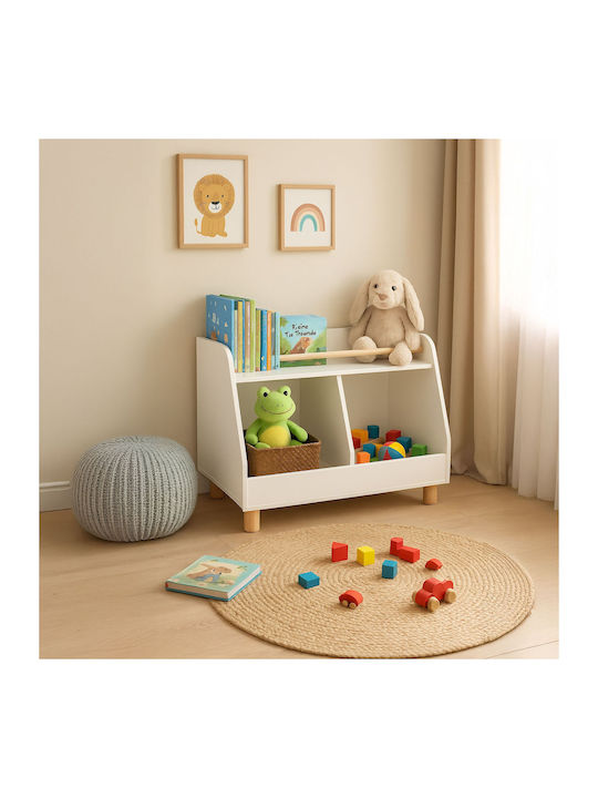 Bibliotecă de Pardoseală din Lemn Albă 53x72x38cm