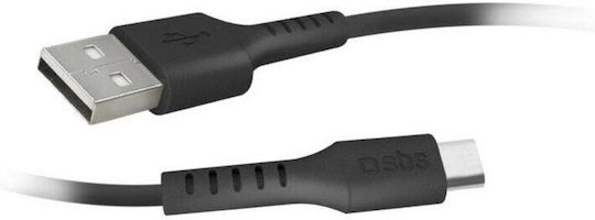 SBS Braided USB 2.0 Cable USB-C male - USB-A Μαύρο 1.5m TECABLEMICROC30K