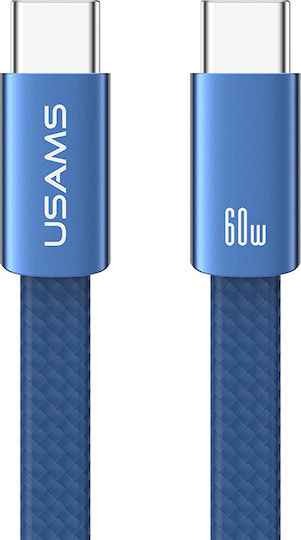 Usams USB 2.0 Cable USB-C Male - USB-C 60W PD Blue 1.2m