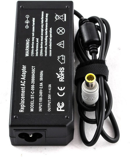 Зарядно за лаптоп 90W 20V 4.5Спецификация за Lenovo с Отделяем Кабел за Захранване