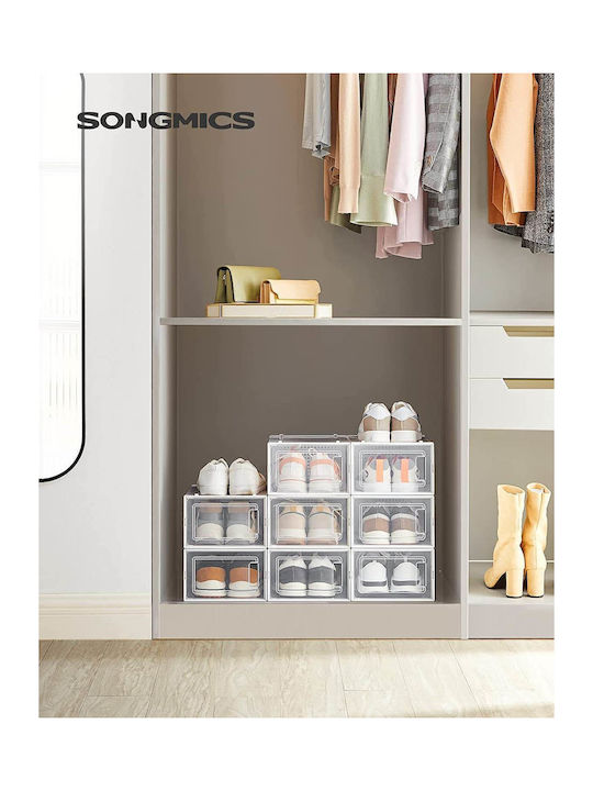 Songmics Set of 8 Shoe Storage Boxes White Transparent Lsp066w08