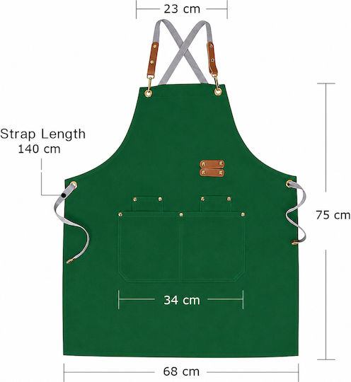 Adiavroxo (Work Aprons & Sleeves) Halat Barista / Barman / Ospătar Verde