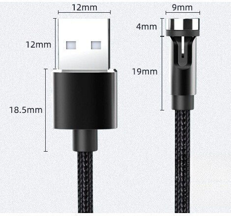 Cablu De Încărcare Magnetic 3 În 1 360° + 180° 2m Micro Type C Iphone 5v 2.1a Negru