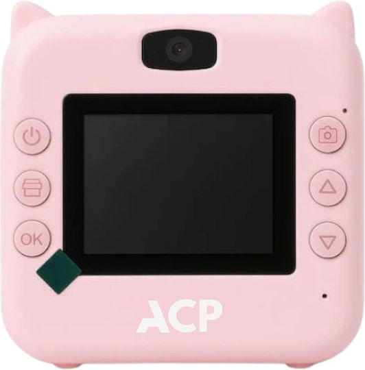 ACP Cameră Foto pentru Copii 2MP cu Imprimare Termică Zoom Optic 8x Roz
