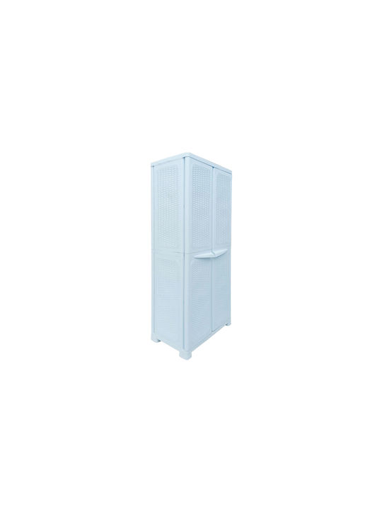 Двукрилен Гардероб Rattan Пластмасов с 4 Рафтове 70x44x173см