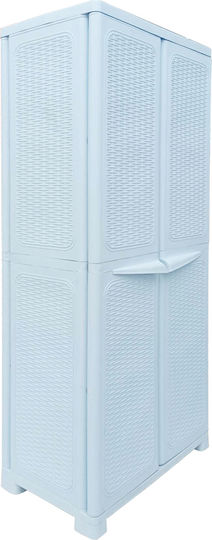 Doppelflügeliger Außenschrank aus Rattan Kunststoff mit 4 Regalen 70x44x173cm