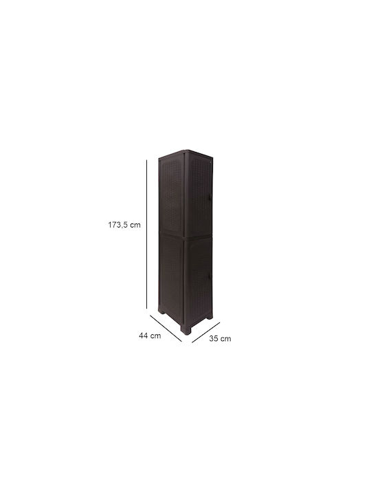 Double-Leaf Plastic Cabinet with 4 Shelves 35x44x173.5 cm