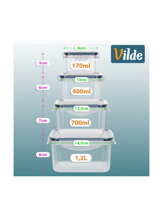 Vilde Vilde Set Mittagsboxen Kunststoff Transparente 8 Stück