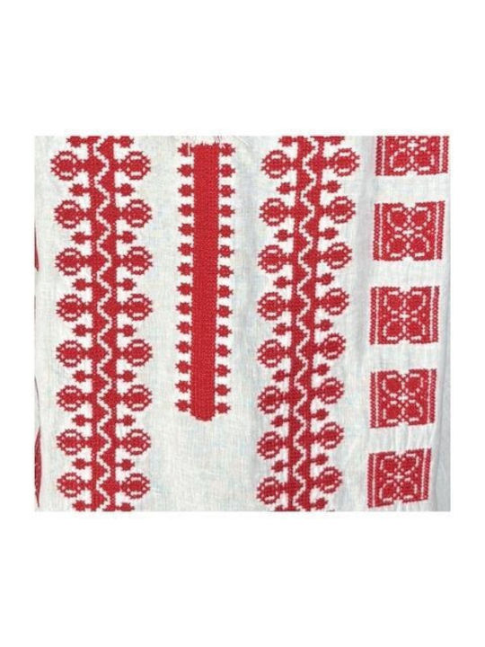 Bluza Damă Bumbac Mânecă Lungă Alb Optic/Roșu