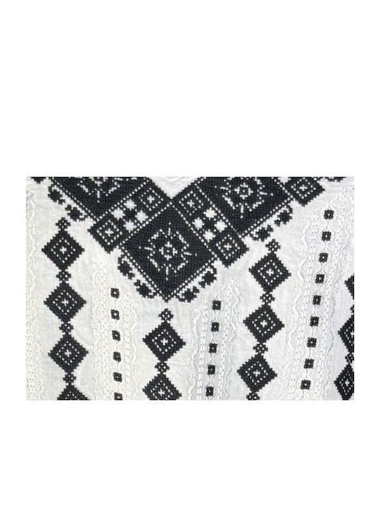 Bluza Damă Bumbac Mânecă Lungă Alb Crystal/Negru