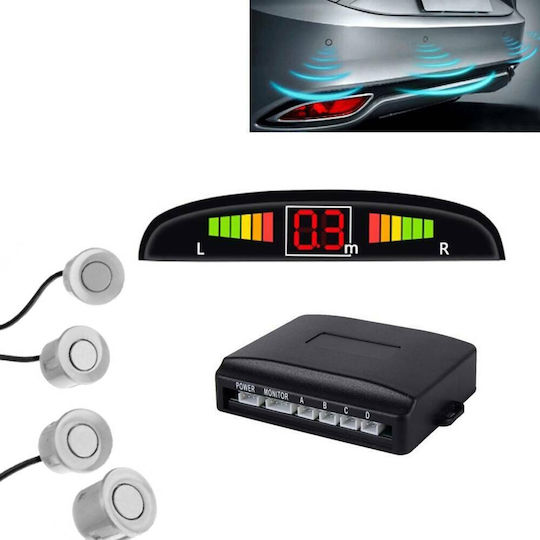 Tele Car Parking System with Screen and 4 Sensors in Silver Color