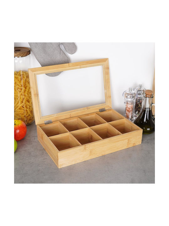 Excellent Houseware Wooden Tea Box with Lid 20x6.5x32cm