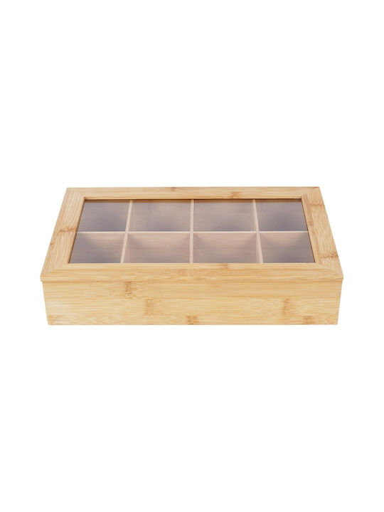 Excellent Houseware Wooden Tea Box with Lid 20x6.5x32cm