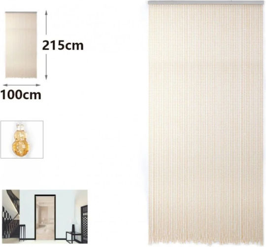 Plastic Beige Door Curtain 100x215cm 132204