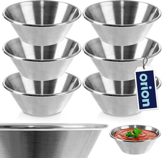 Orion Μπωλ Σερβιρίσματος για Ντιπ Στρογγυλό Inox Γκρι με Διάμετρο 6.5εκ. 6τμχ