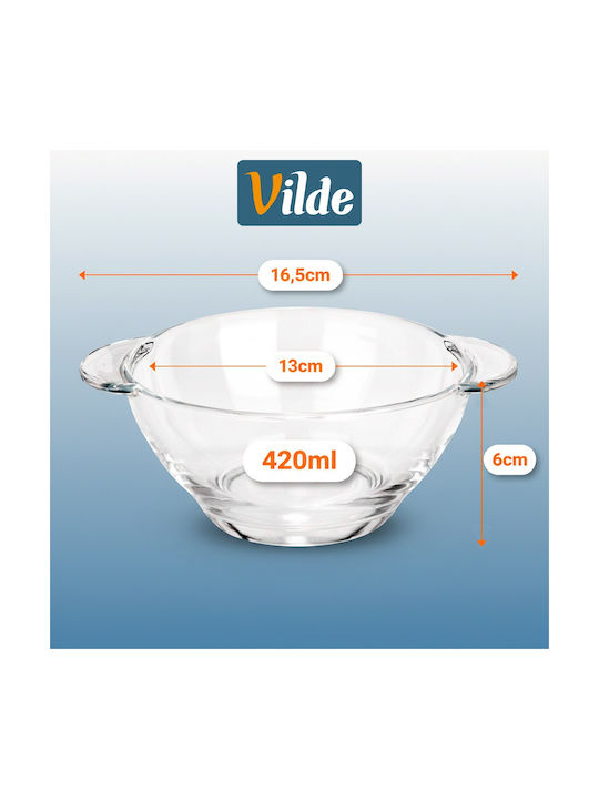 Vilde Round Glass Transparent Serving Bowl with Diameter 16.5cm 6 Pieces