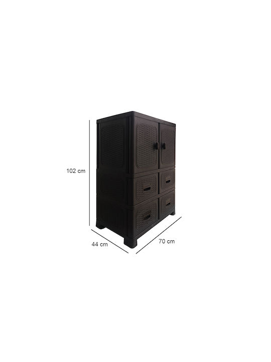 Dulap Dublu-Foi Din Plastic Cu 2 Rafturi 70x44x102cm