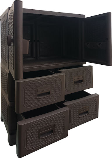 Doppelflügeliger Kunststoff-Außenschrank mit 2 Regalen 70x44x102cm