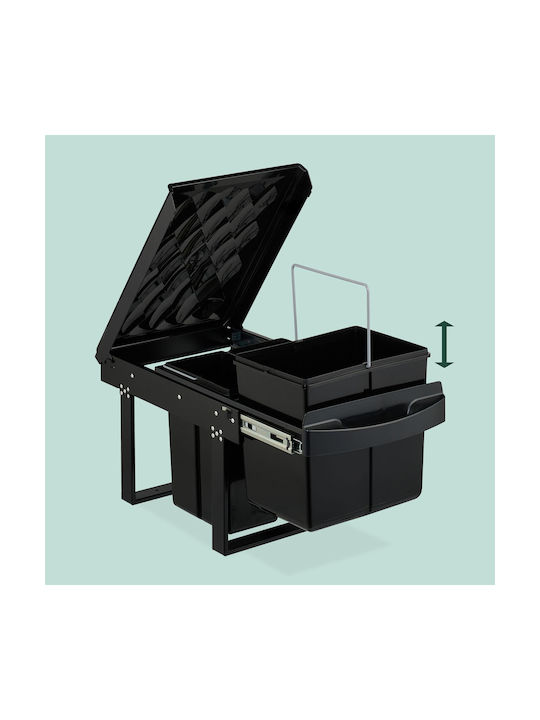 Relaxdays Coș de Gunoi Plastic Negru 15l