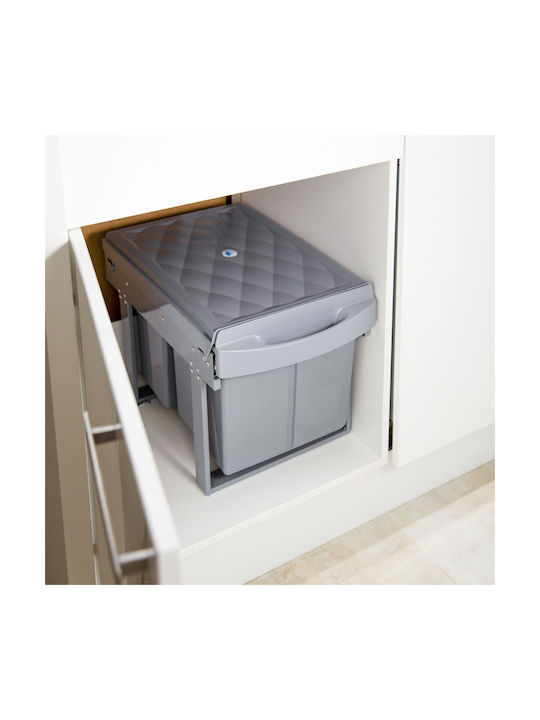 Relaxdays Coș De Gunoi Pentru Dulap Din Plastic Gri 15lt