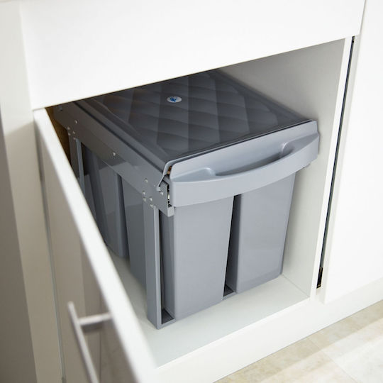 Relaxdays Coș De Gunoi Pentru Dulap Plastic Gri 20lt