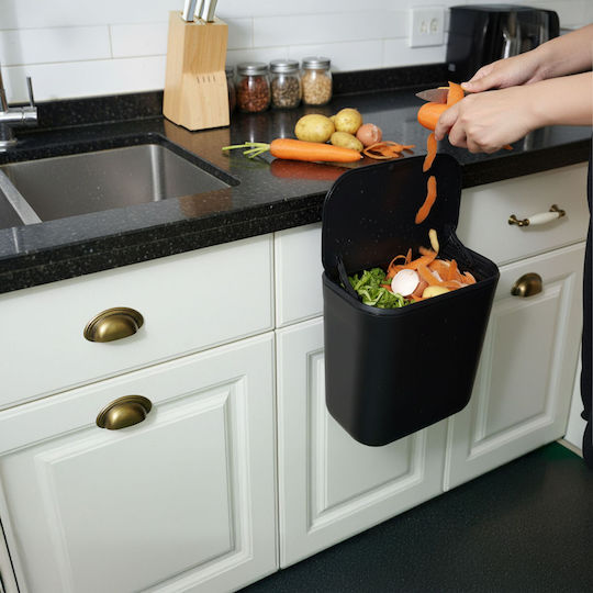 Relaxdays Coș De Gunoi Pentru Dulap Din Plastic Negru 9lt