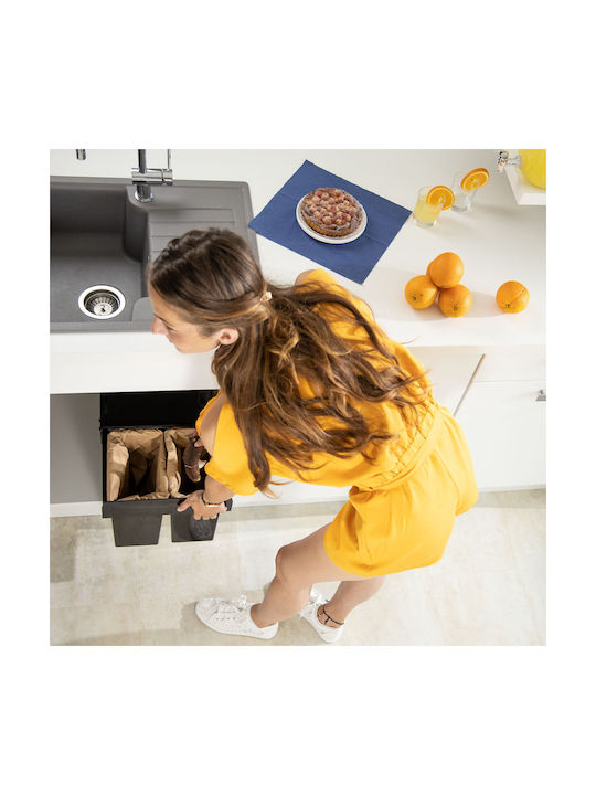 Relaxdays Coș De Gunoi Pentru Dulap Plastic Negru 15lt