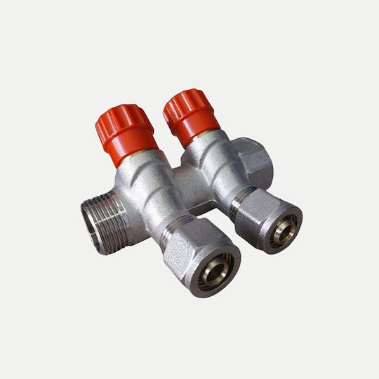 Manifold-Collector Pipe 3/4" Brass 2 Outlets Set Couplings Ø16