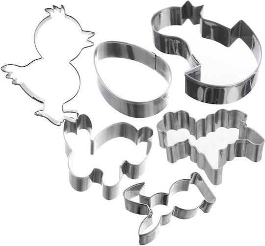 Steel Pastry Cutter Cookie Gingerbread Mold Easter 6 Pcs