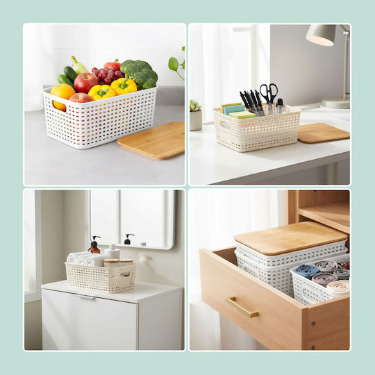 Relaxdays Wooden Storage Box with Lid Multicolour 10.5x25.5x18cm