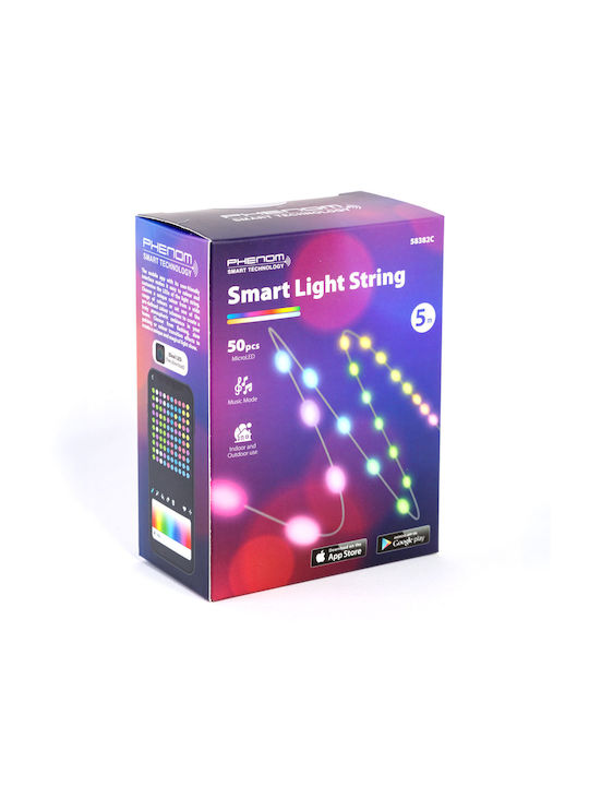 50 LED-Lichter 5m RGBIC USB in Zeichenfolge