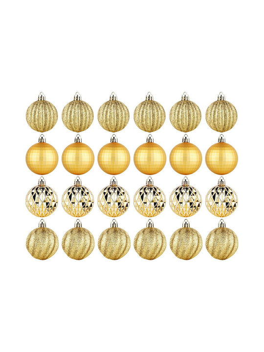 Non-breakable Golden Christmas Tree Baubles 5 Cm 24 Pcs