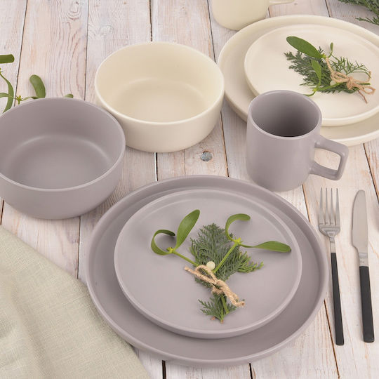 Orion Skandi Serving Plate Shallow Ceramic Gray with Diameter 26.5cm