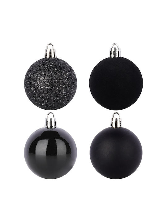 Black Unbreakable Christmas Tree Baubles 5 Cm 16 Pcs