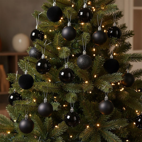 Schwarze Unzerbrechliche Weihnachtsbaumschmuck Kugeln 5 Cm 16 Stück