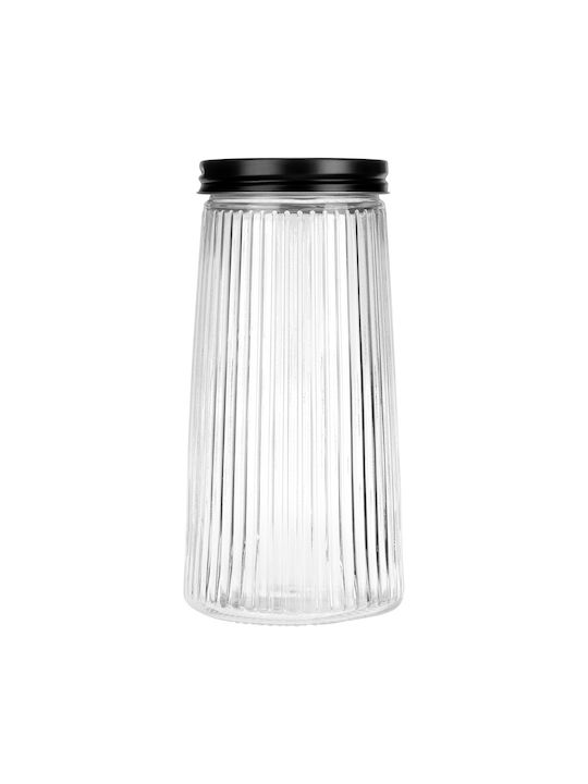 Vilde Set 3Stücke Lebensmittelgläser für Kaffee Nudeln Getreide mit Deckel Glas Schwarz 1400ml