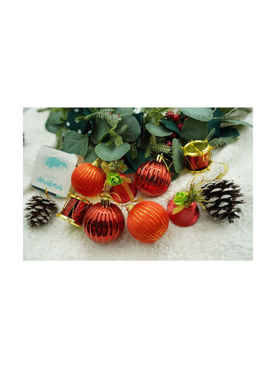 Set 24 Christmas Tree Ornaments Alista Home Globe Type Red Brown Made Polystyrene Glitter Finish Box 5 Cm Depth X 29 Cm Length X 19 Cm Height