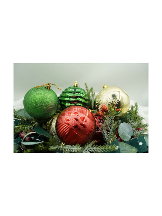 Set 24 Ornamente De Crăciun Pentru Brad Tip Bile Multicolore 8 Cm Diametru Plastic Cu Sclipici Ambalaj Cutie 19 Cm Lungime X 42 Cm Înălțime X 19 Cm Adâncime