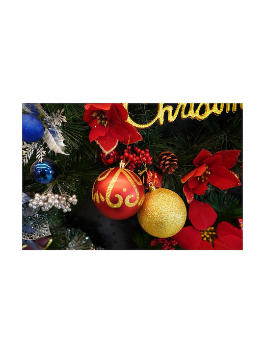 Set 24 Ornamente De Crăciun Pentru Brad Tip Bile Roșii Aurii 8 Cm Diametru Plastic Sclipici Finisaj Cutie 19 Cm Lungime X 42 Cm Înălțime X 19 Cm Adâncime