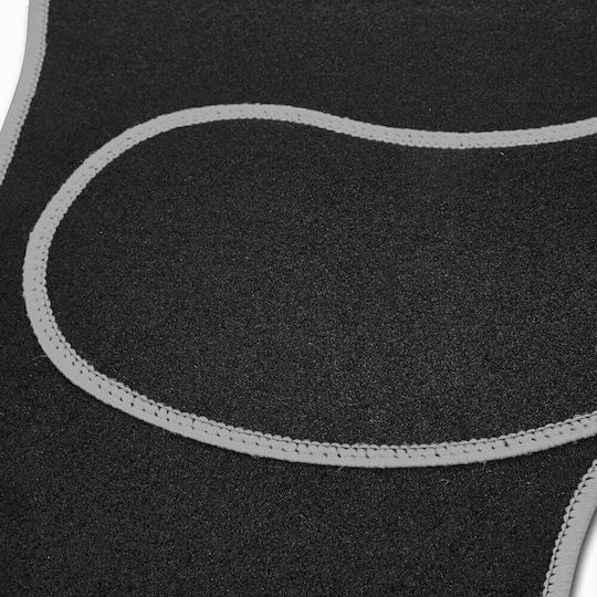 Set 4 Universal Textile Car Mats Front Rear Non-slip Black Grey