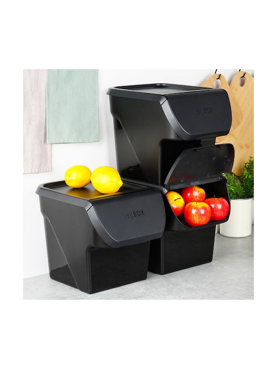 Vilde Vilde Set 3Stücke Lebensmittelgläser Allgemeine Verwendung mit Kunststoffdeckel Schwarz 3x26x34cm