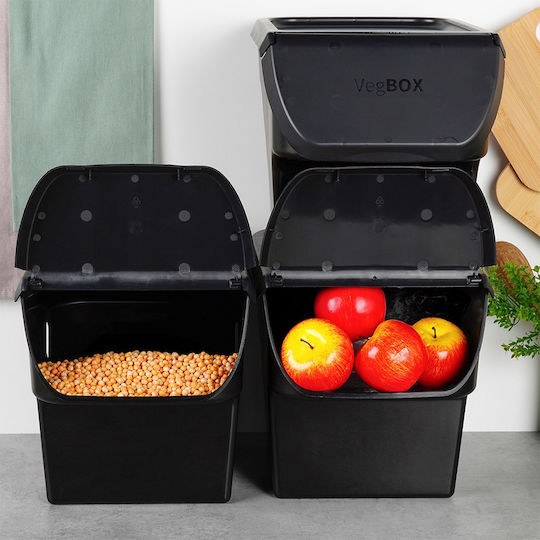 Vilde Vilde Lebensmittelgläser & Behälter Set 3 Stück Allgemeine Verwendung mit Kunststoffdeckel Schwarz 3x26x34cm 3 Stück