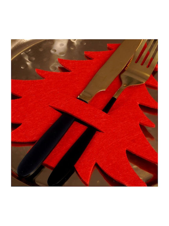 Vilde Set Christmas Fabric Cutlery Cases Trees 20x18cm 4 Pieces