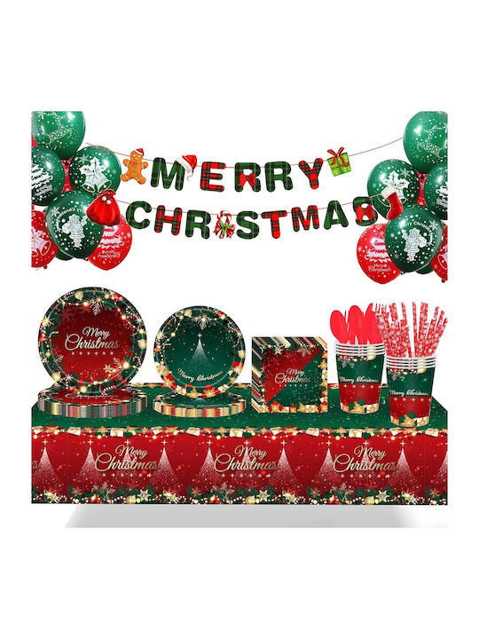 Alista Home Set Farfurii Roșii De Crăciun 274x137cm 119 Bucăți