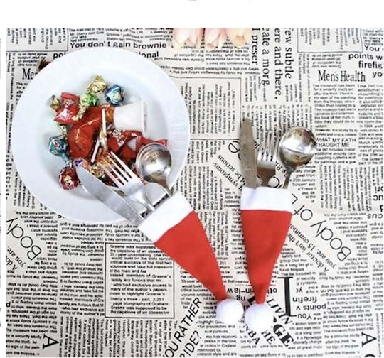 Set Christmas Case for Cutlery Santa Claus 12x6cm 12 Pieces