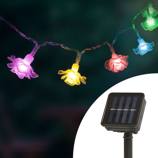 Instalație Solară Led 2.3m 20 Leds Multicolore Decor Floare de Grădină Iluminat Exterior Fără Fir Ip44