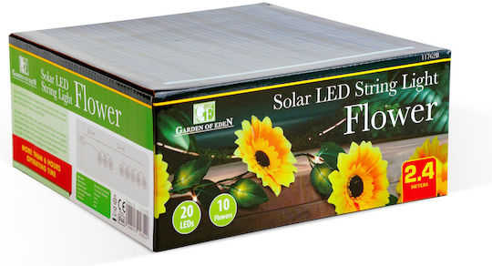 Ghirlandă Solară Floare 2 M 20 Leduri Alb Cald Decorative Iluminat Exterior Grădină