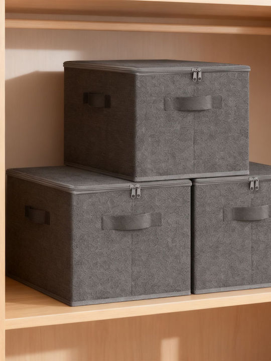 Relaxdays Fabric Storage Box with Lid Multicolour 24x40x30cm 3 Pieces