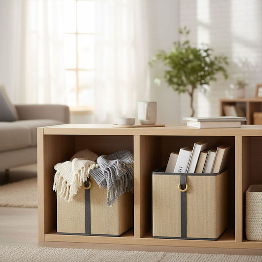 Relaxdays Stoff Aufbewahrungsbox Beiges 30x30x30cm