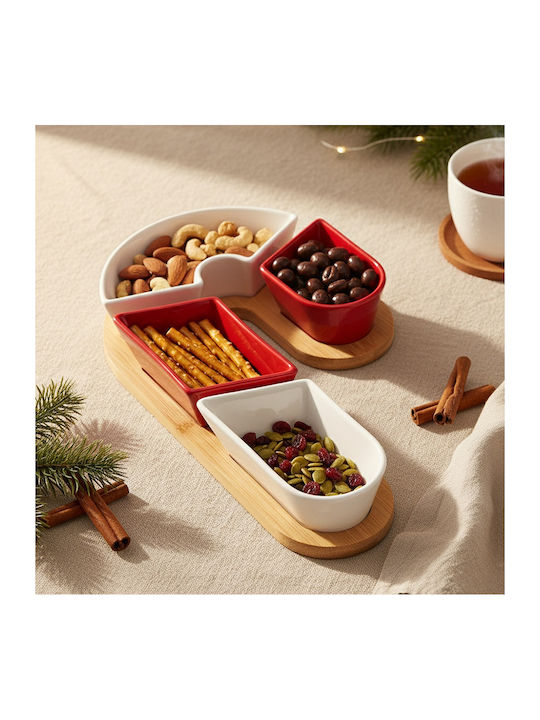 Excellent Houseware Комплект Коледен Керамичен Диск Сладкарски Изделия 5 Бройки